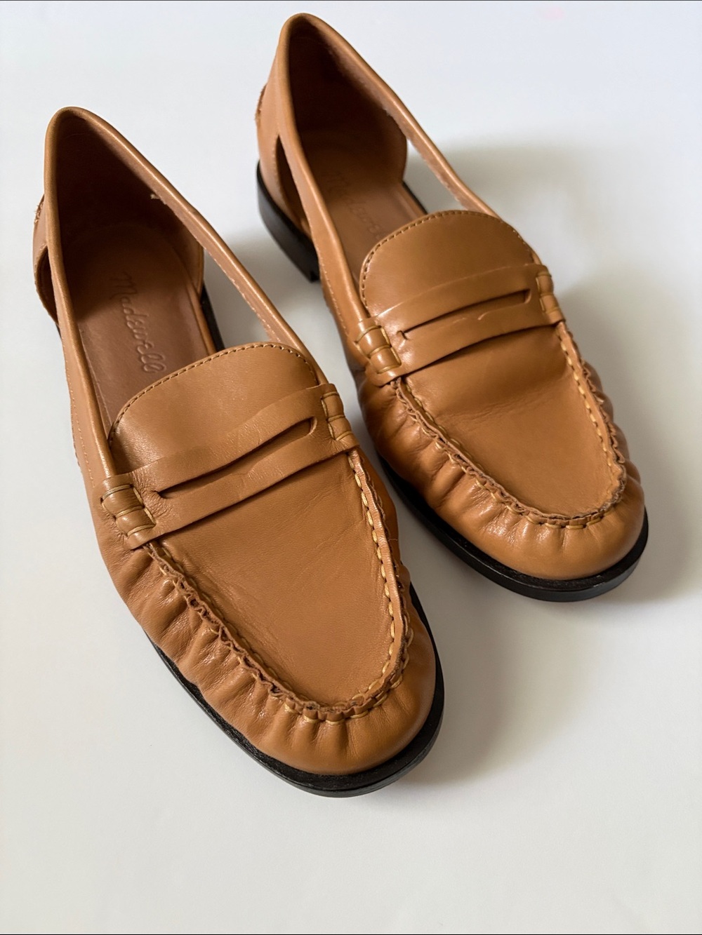 Madewell caramel leather loafer shoes sz 6.5